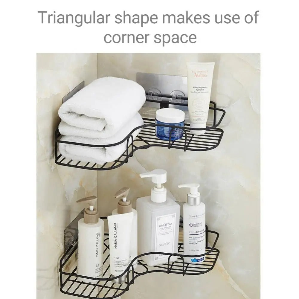 Wall Corner Rack For Bathroom & Kitchen With Hooks