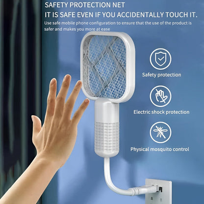 USB  Mosquito Swatter Racket | High-Power Electric Bug Zapper Bat with LED Light |Safe, Portable & Efficient