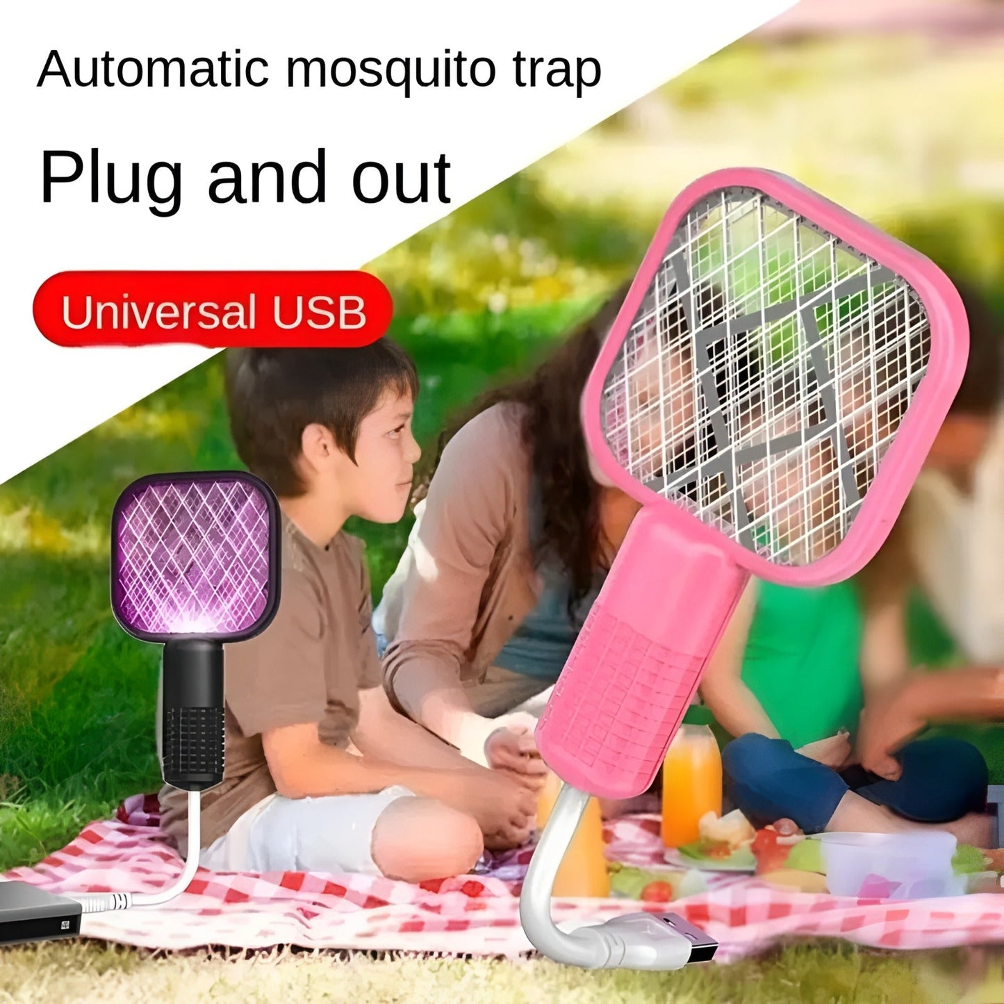 USB  Mosquito Swatter Racket | High-Power Electric Bug Zapper Bat with LED Light |Safe, Portable & Efficient