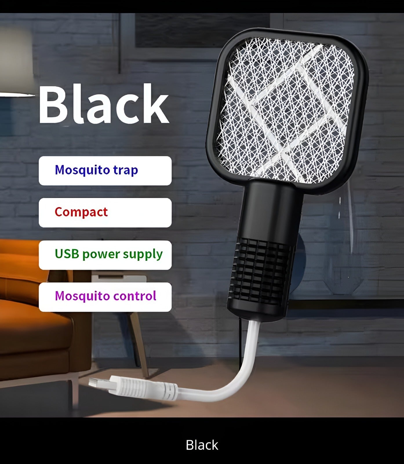 USB  Mosquito Swatter Racket | High-Power Electric Bug Zapper Bat with LED Light |Safe, Portable & Efficient